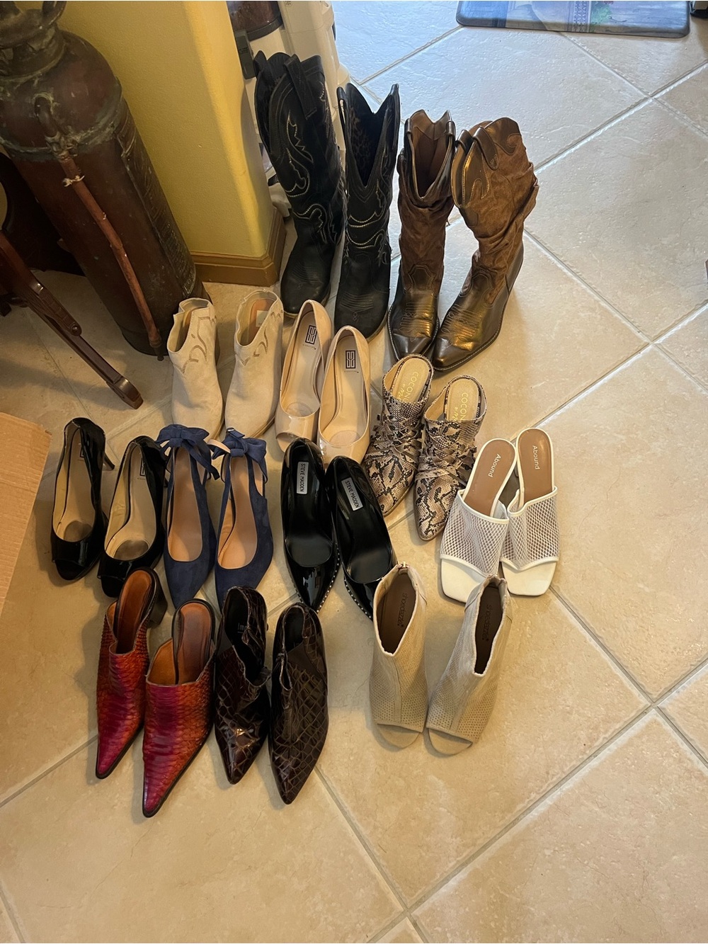 Steve Madden Mixed Heels & Boots in Black, Brown, Beige, Navy & Snake Print